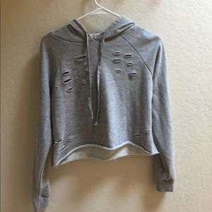 distressed cropped hoodie